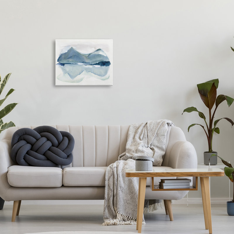 Blue and White Abstract Landscape Canvas Wall Art, 20" x 16"