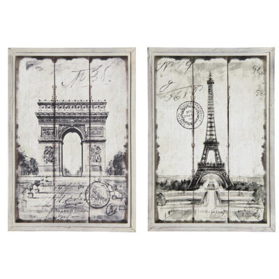 Eiffel Tower And Arc De Triomphe - 2 Piece Print on Wood