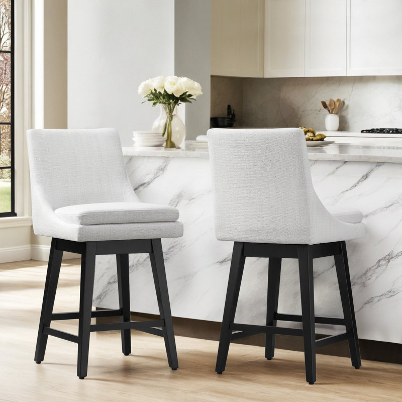 Aleksy Swivel Counter & Bar Stool, Counter Stool (26.5" Seat Height), White