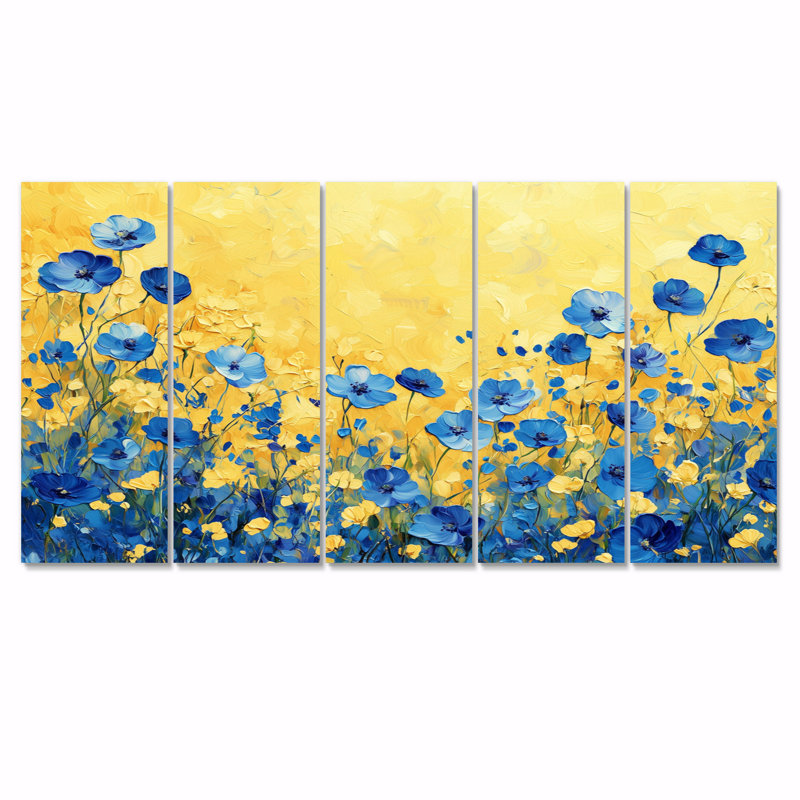 Boyle - Art mural fleurs sauvages - décoration murale traditionnelle 5 pièces, H 28 po x l 60 po