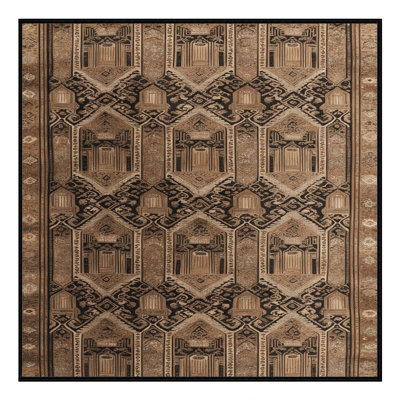 Machine Washable Art Deco Brown Area Rug