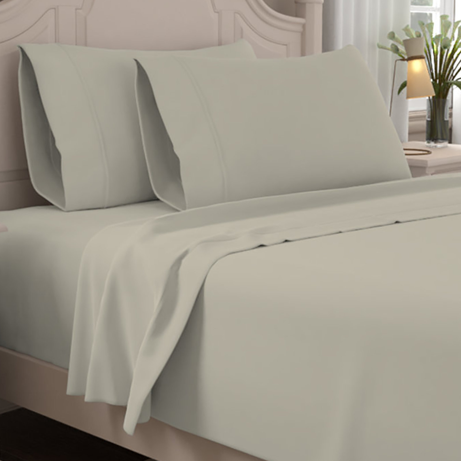 Ultimate Percale 100% Cotton 400TC Cool & Crisp Sheet Set, Queen Sheet Set with 2 Pillowcases, Ivory