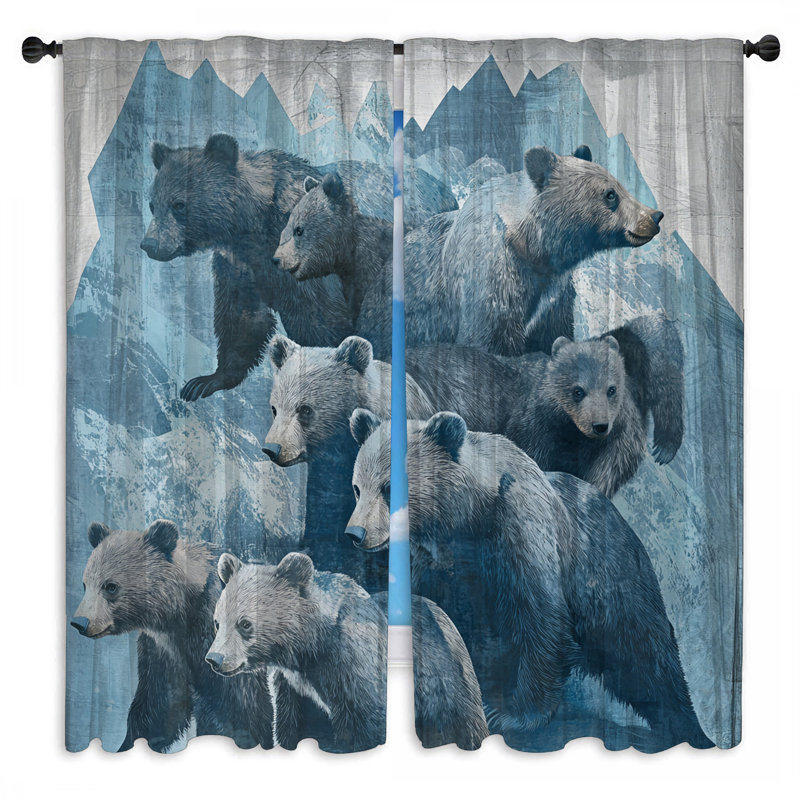 Bears In Mountain Landscape, 40 po x 60 po - 2 panneaux, Obscurcissement de chambre