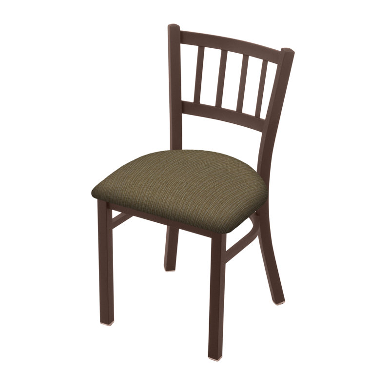 Contessa 18'' H Faux Leather Upholstered Metal Side Chair, Bronze, Fabric Graph Cork