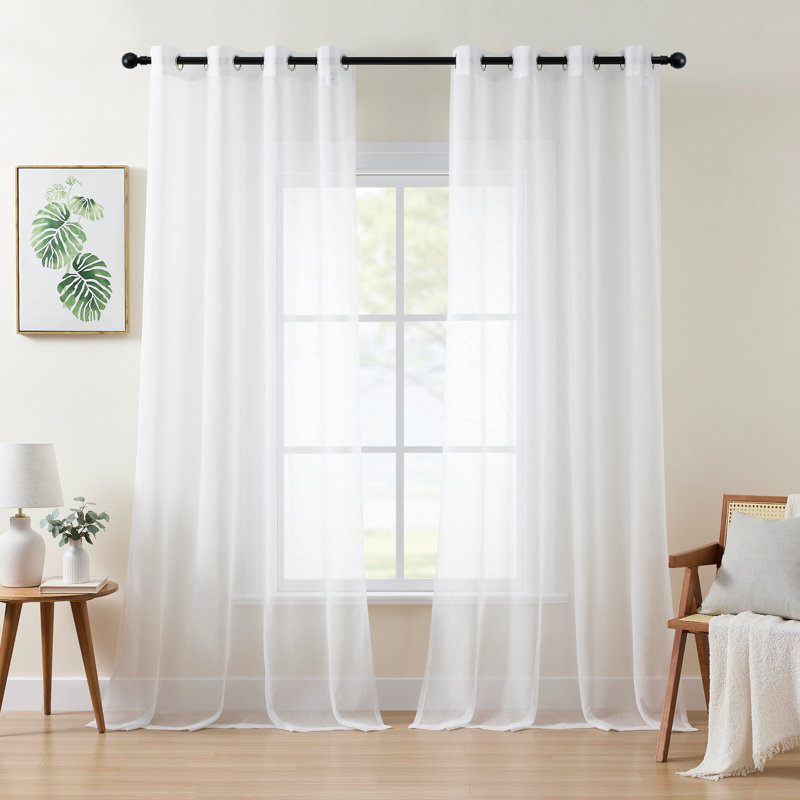Paire de rideaux semi-transparents en polyester Draycott, L 52 po x L 108 po