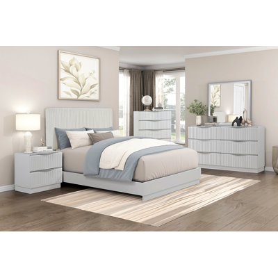 Luxurious Pearl White Finish Queen Bed Soft Upholstery Headboard Panel Glam Bedroom Furniture 1Pc