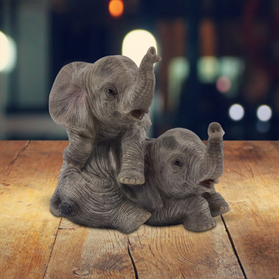 4.25"W Elephant with Baby Figurine
