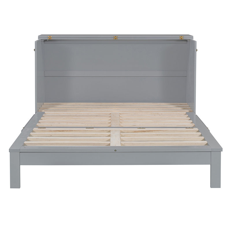 Lit escamotable avec grands tiroirs Murphy, Gris, Grand lit