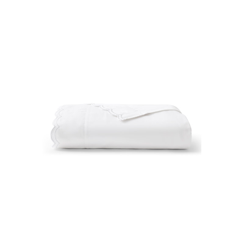 Scallop Edge Flat Sheet, White, Queen Flat Sheet