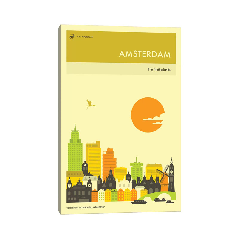 Amsterdam Skyline 1 Piece Wrapped Canvas Wall Art, 66.04 cm H x 45.72 cm W x 1.91 cm D