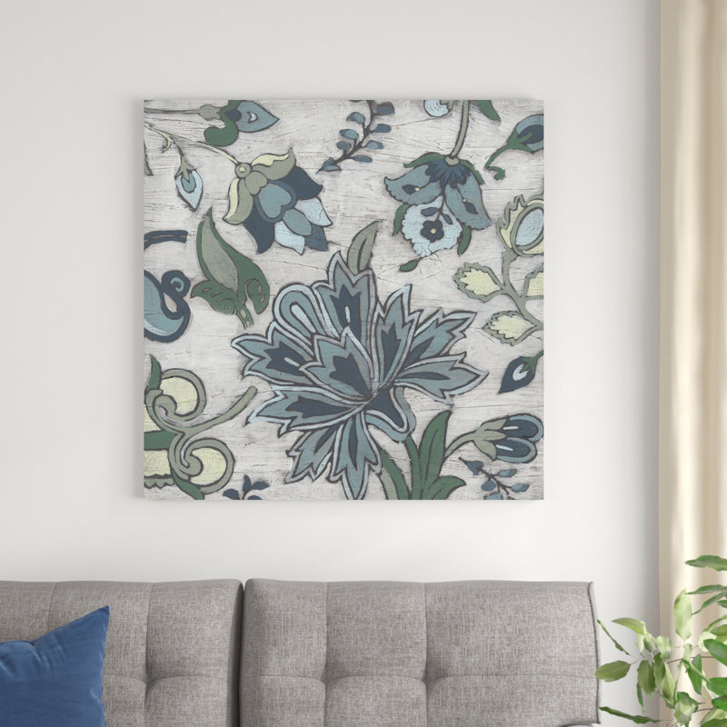 " Blue Garden Chintz II " by June Erica Vess Painting Print, 36" H x 36" W
