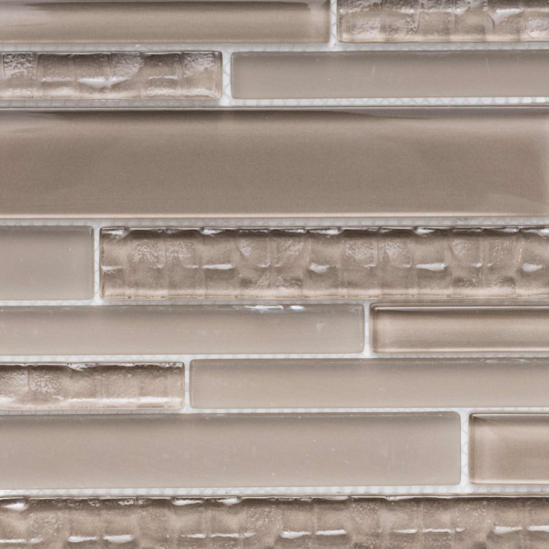 Karma Straight Edge Glass Mosaic Sheet Tile, Taupe