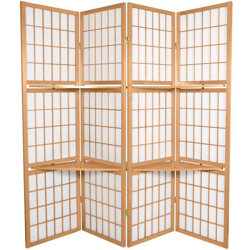 Écran Shoji avec tablettes, Naturel, H 70,25 po x l 68 po