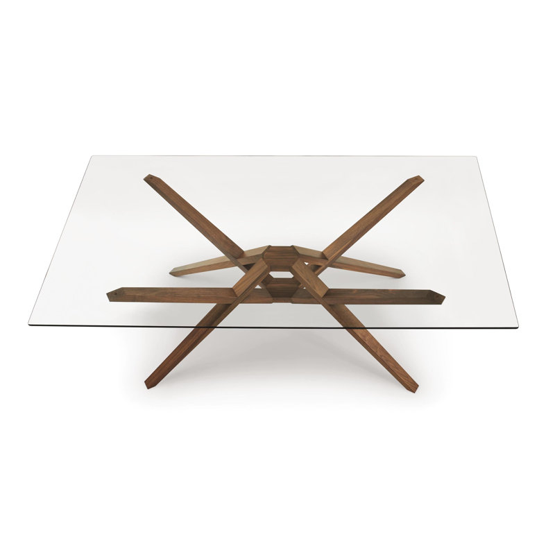 Exeter Glass Top Table, 72" W x 42" D, Natural Walnut