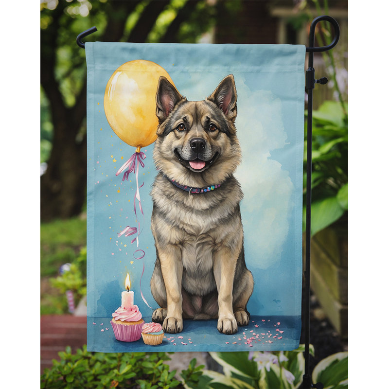 Drapeau de jardin «Happy Birthday», Elkhound norvégien