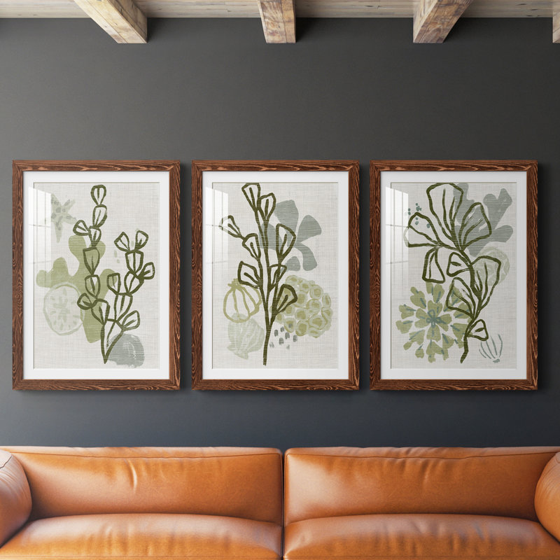 Coral Blockprint I - ensemble de 3 reproductions de cadres photo, Érable, H 43,5 po x l 31,5 po x P 1 po