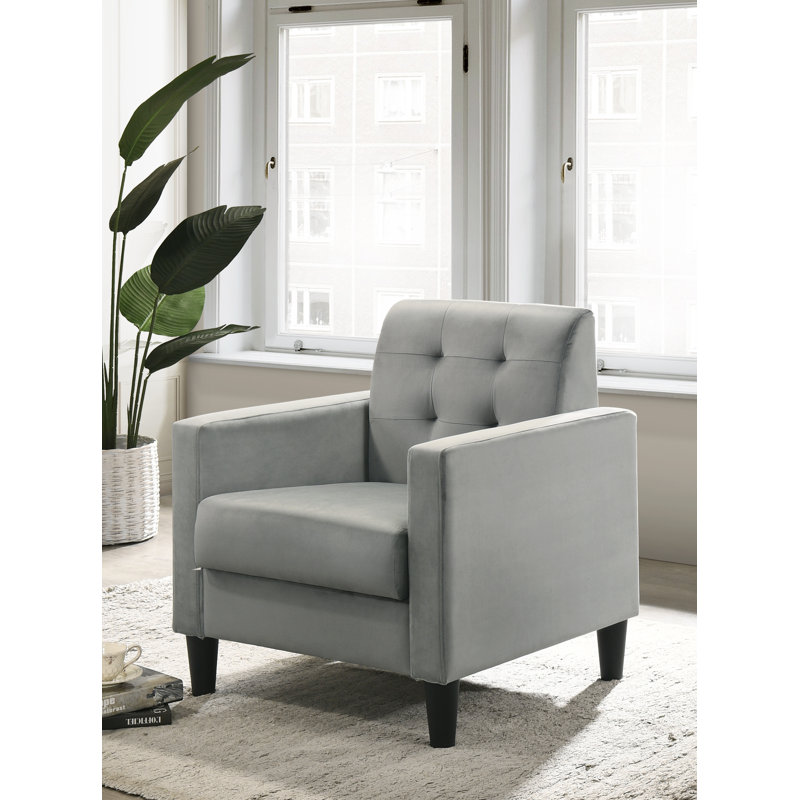 Audreyana Velvet Club Chair, Light Gray Velvet
