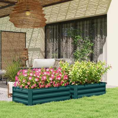 Ensemble de 2 jardinières surélevées, jardinière galvanisée