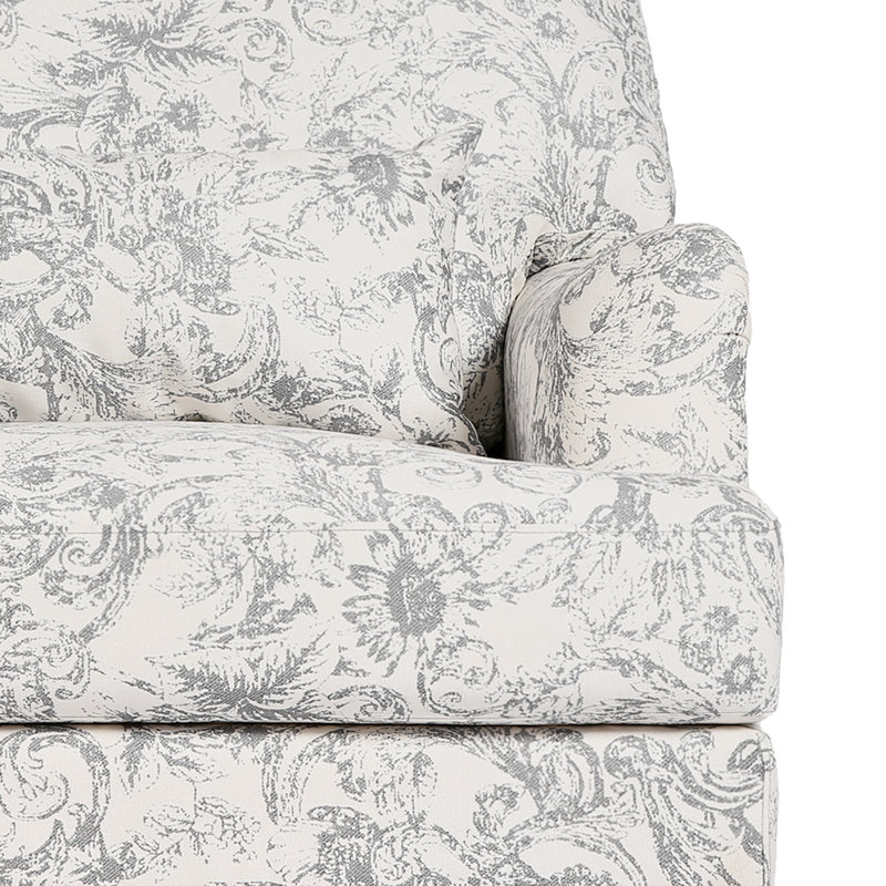 Upholstered Cotton Blend Armchair, Rococo Light Grey Chenille