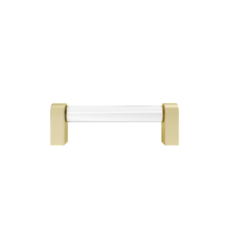Clarity Acrylic Center to Center Bar / Handle Pull, 3 3/4" Center to Center, Satin Brass/Clear