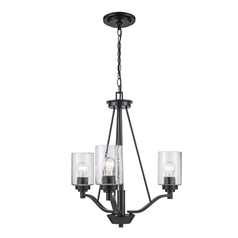 Lustre 3 lumières à abat-jour Venicia, Noir
