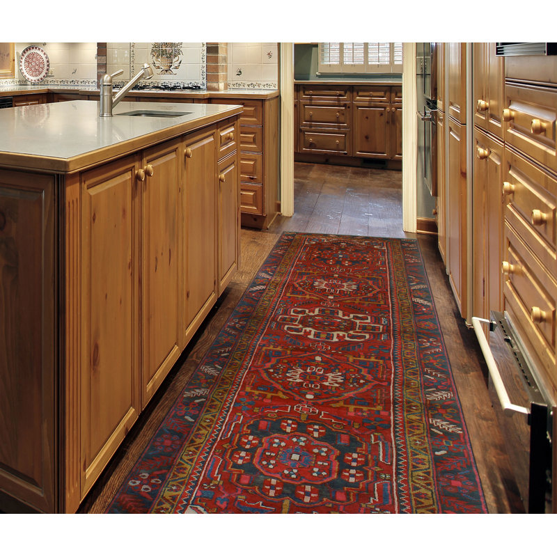 One-of-a-Kind 3'2" X 12'6" New Age Runner Wool Area Rug in