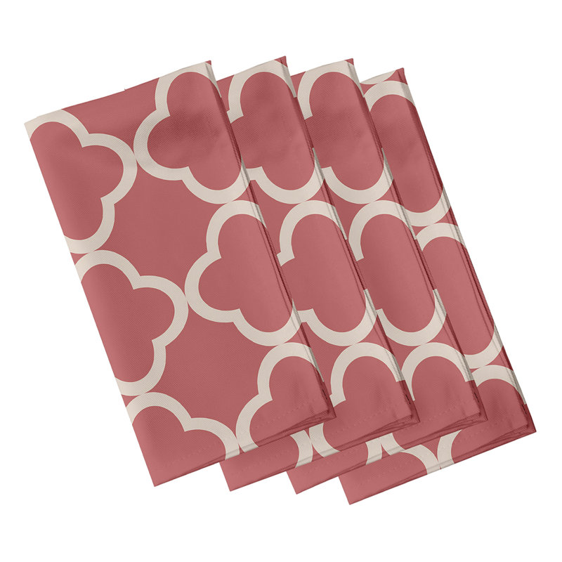 Charlicia Polyester Geometric Square Napkin, Coral