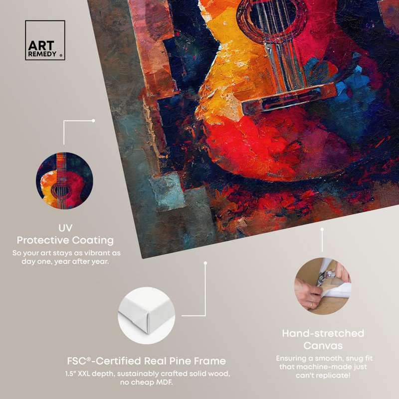Toile de guitare espagnole «City» par Art Remedy, Toile tendue, H 30 po x l 24 po