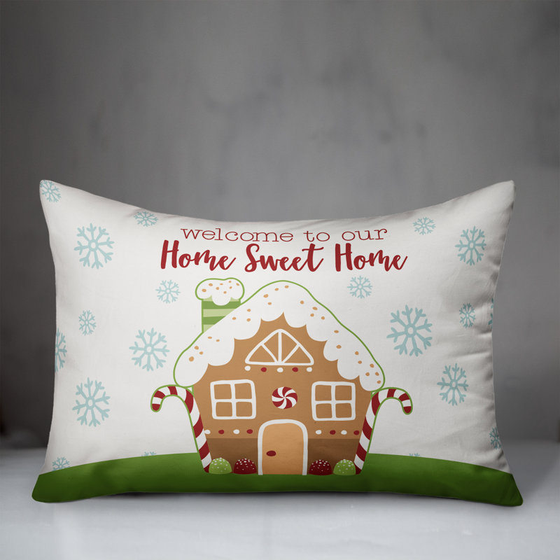  Housse de coussin lombaire Home Sweet Gingerbread Home, Housse de coussin seulement - Insert