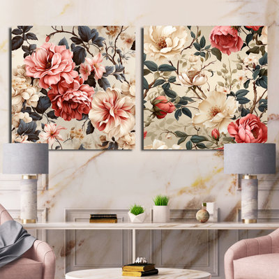 Zella - Ensemble de 2 collages floraux carrés
