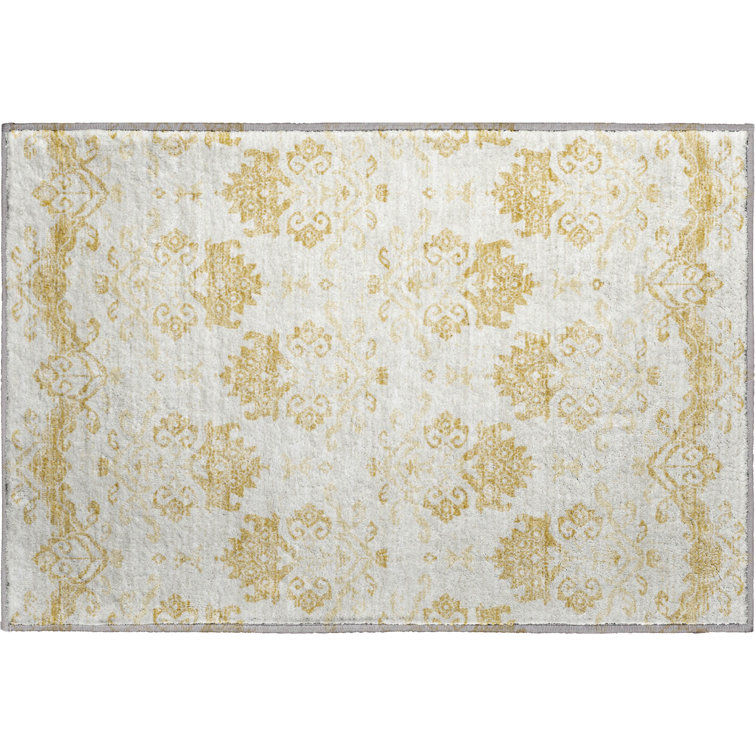 Premium Machine Washable Prisco Gold Rug