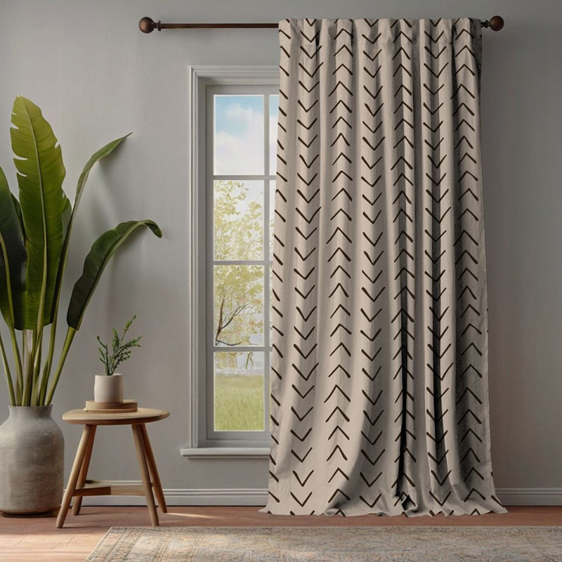 Rideau décoratif simple à panneau Boho Design, L 52 po x L 63 po, Écru