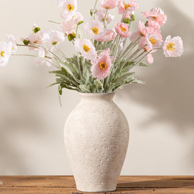 Ceramic Flower Vase Home Decor - Large Farmhouse Table Vases Rustic Vintage Living Room Kitchen Bedroom Decorations For House Book Shelf Office Coffee Desk Dining Fireplace (9" Rustic)