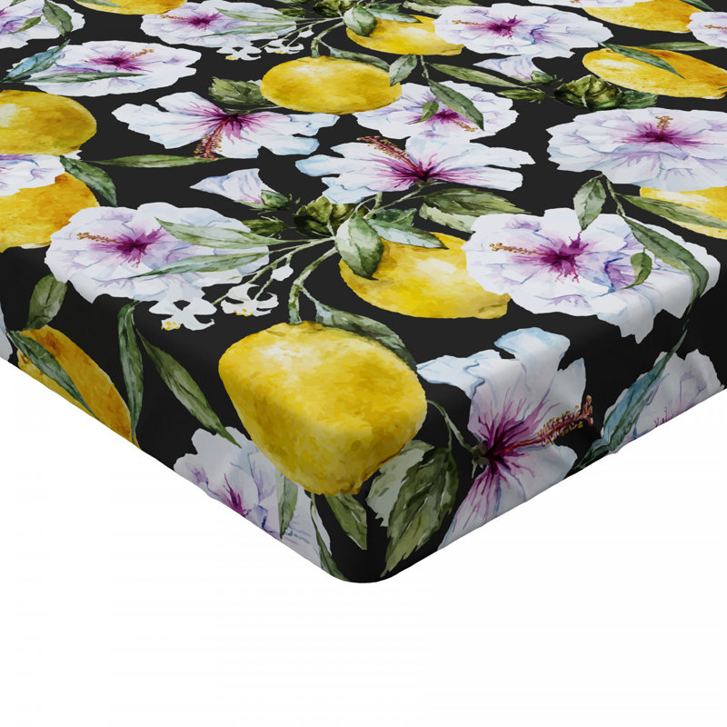 Drap housse floral hibiscus fleurs, Drap-housse de taille double