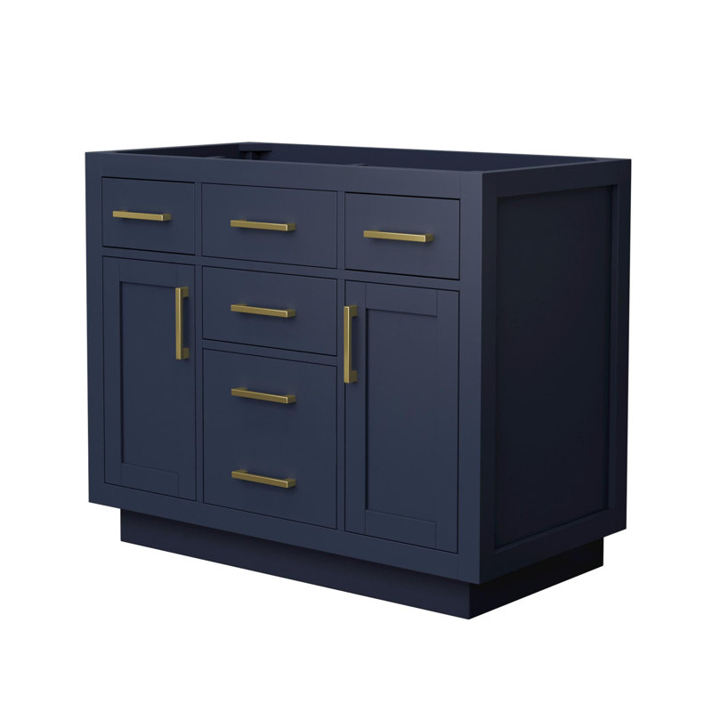 Base de meuble-lavabo simple autoportant de 41 po Beckett, Bleu foncé / or brossé, Or brossé