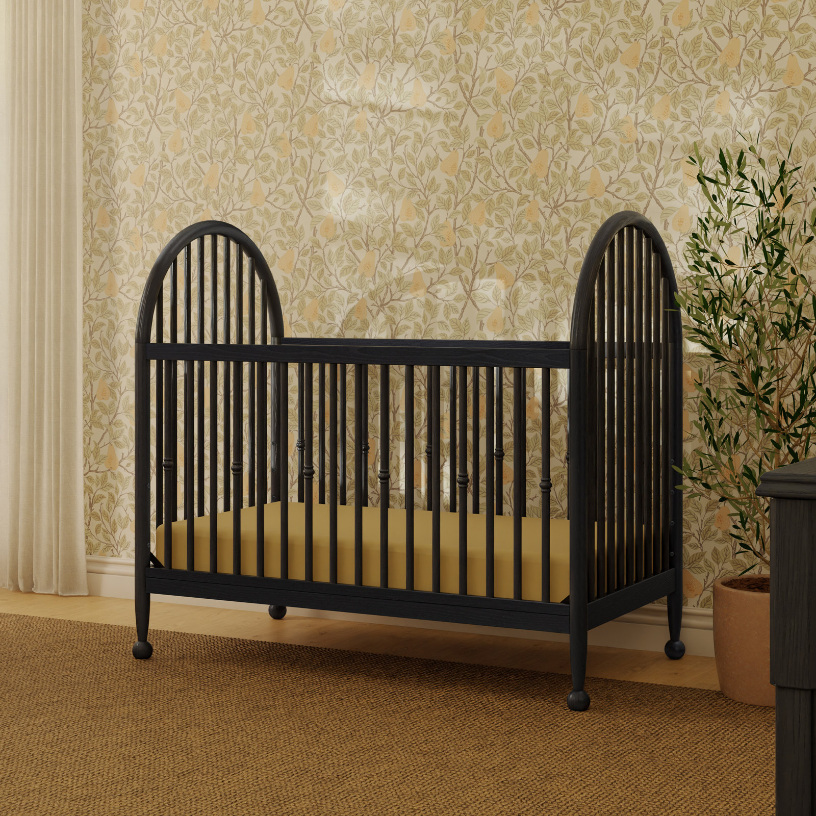Greenguard Gold Certified 3 -in-1 Convertible Crib, Archival Black
