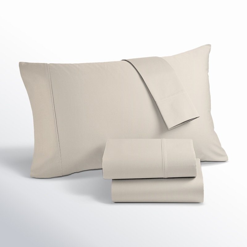 Ultimate Percale 100% Cotton Cool & Crisp Sheet Set, Full Sheet Set with 2 Pillowcases, Ivory