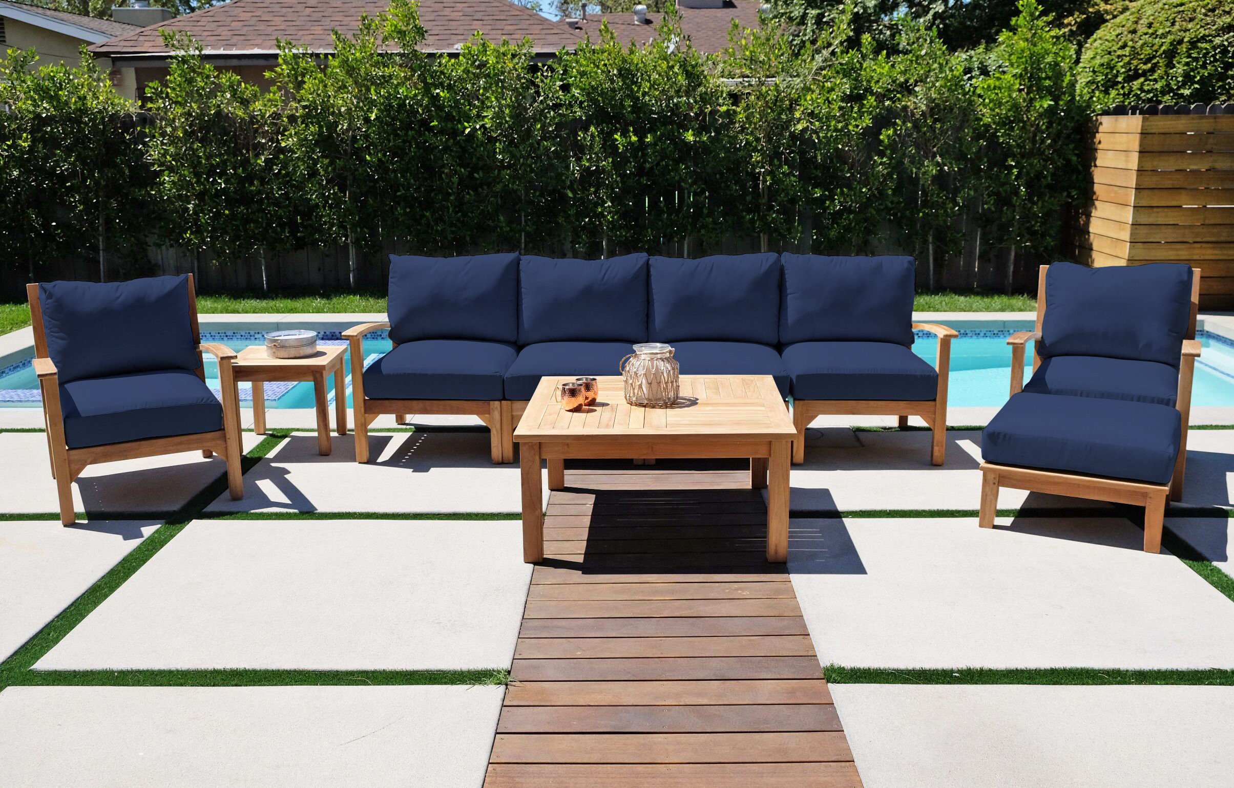 Willow Creek Designs Huntington Teak 7 Person Outdoor Seating Group