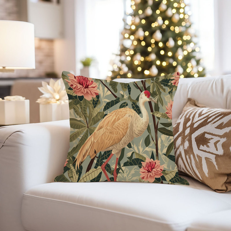 Animals William Morris Bird Pattern XVI Cottage Throw Pillow Cover, Square 18"