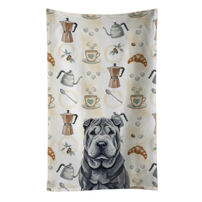 Black Shar Pei Coffee Bar Kitchen Towel