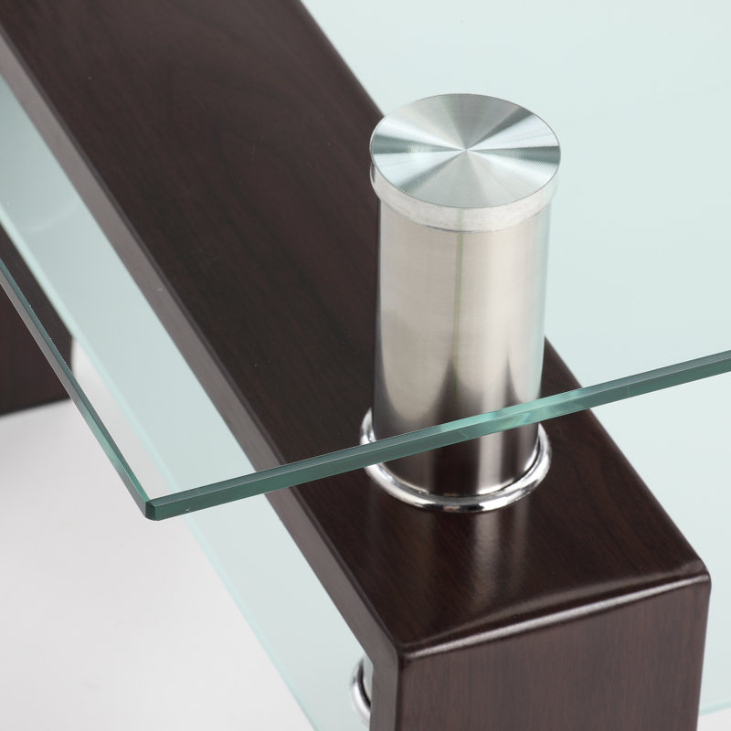 Mairwen Glass Top End Table, Walnut