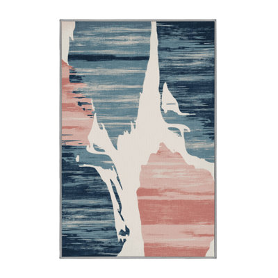 Machine Washable Watercolor Gray Area Rug