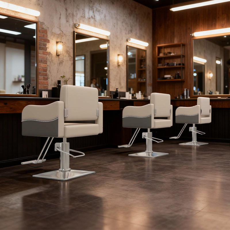 Salon Chair,Barber Chair For Hair Stylist,Height Adjustable Stylist Chairs With Pu Leather,360°Swivel Hair Salon Chairs For Beauty Shop,Spa Center,Barber Shop (Gray)