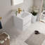 Meuble-lavabo mural 24 po avec lavabo, meuble de rangement flottant avec comptoir en résine de pierre et tiroirs à fermeture douce, meuble-lavabo brillant-218489207