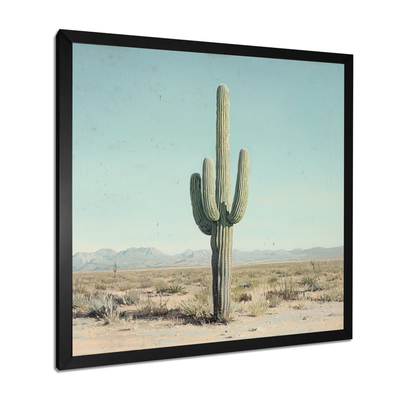 Cactus Saguaro et le ciel du désert I - art mural cactus, H 16 po x l 16 po, Reproduction encadrée d'une seule photo, Noir