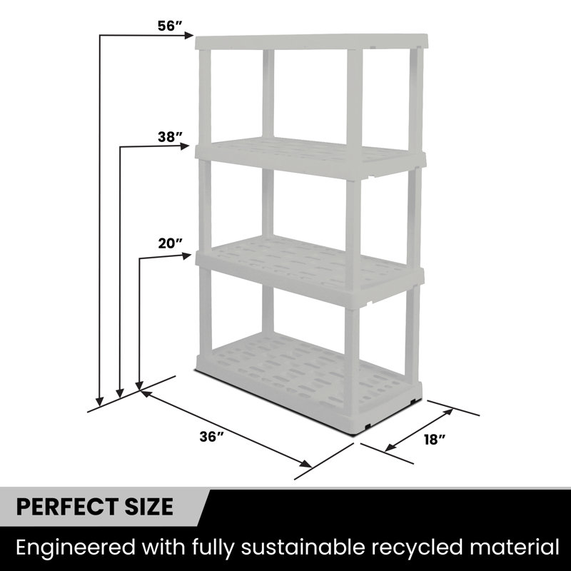 Nayson 4-Tier Heavy Duty Storage Shelving Unit for Garage, Pantry & Utility Room, 36" W x 18" D x 56" H, Black