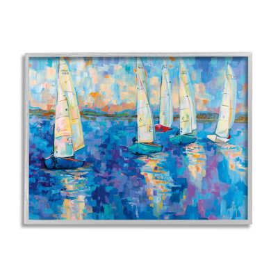 "Voilier expressif", art nautique abstrait sur bois par Jeanette Vertentes