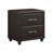Dark Brown PVC 2-Drawer Nightstand, 1pc Contemporary Design with Silver Tone Bar Pulls & Faux Leather Upholstery