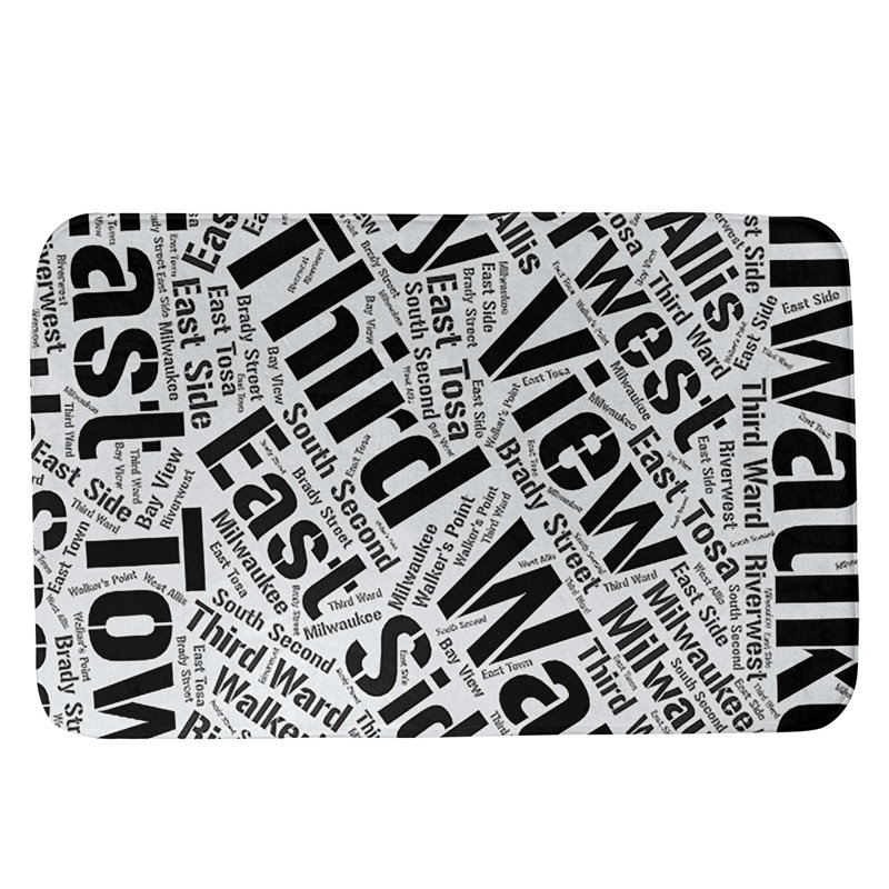 Milwaukee Memory Foam Non-Slip Bath Rug, Medium, Black