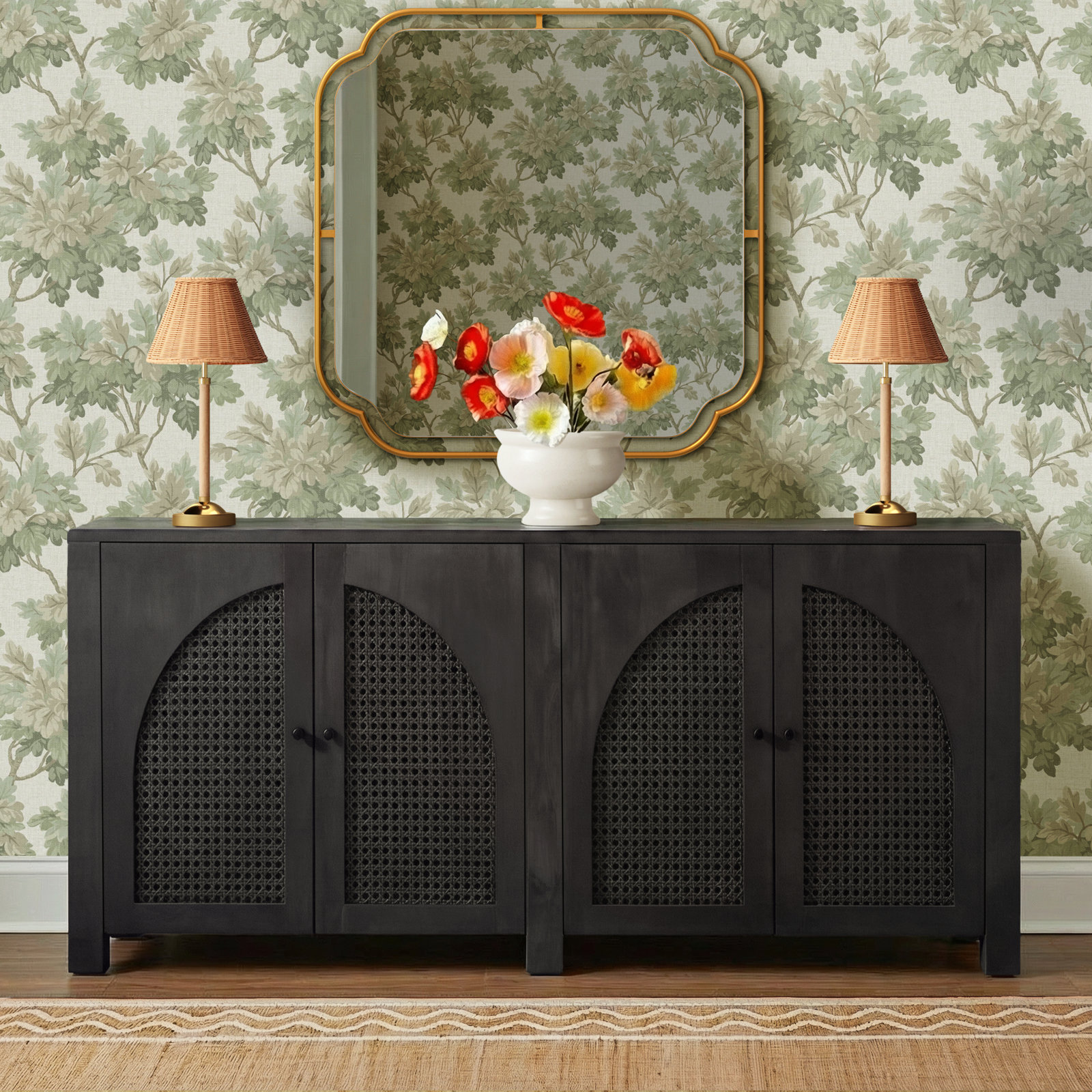 Silfa Mango Sideboard, Black Wash Mango, 33"H x 78"W x 18"D